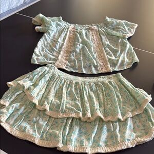 Floral Green Skirt Set
